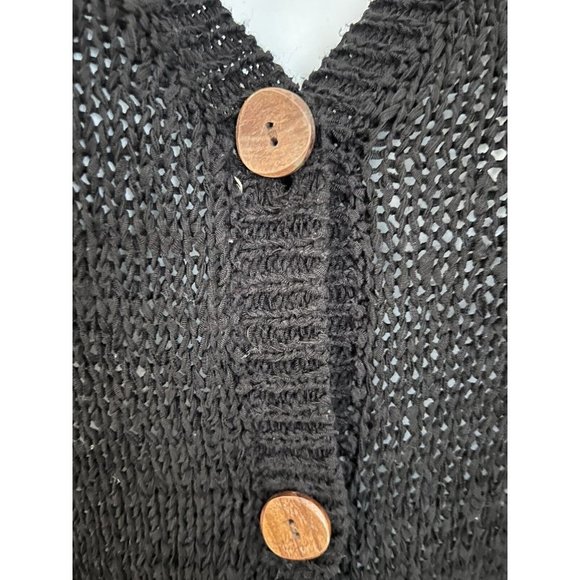 BCBG Max Azria Cardigan Long Line Black Button Up Loose Knit Large Light… - Picture 3 of 7